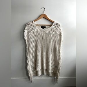 Mossimo Fringe Ivory Knit Sleeveless Sweater Size Medium